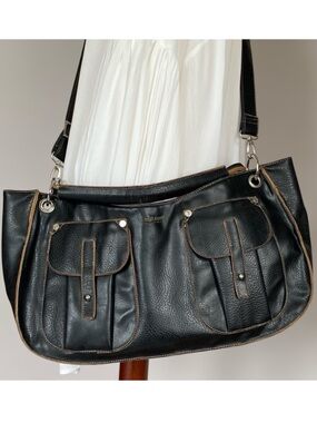 Matt & Nat Brown Vegan Leather Shoulder Strap Satchel Handbag Purse Large